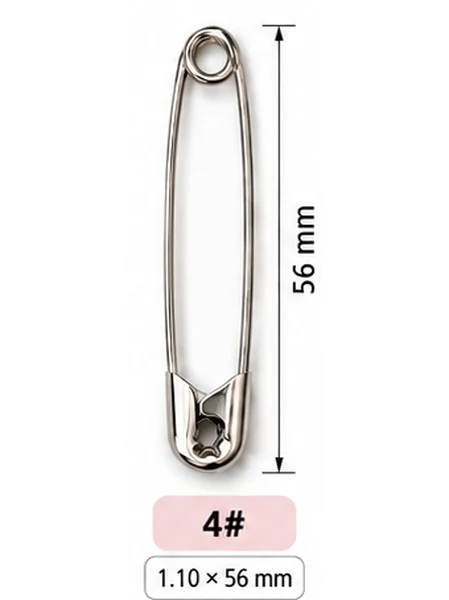 เข็มกลัดซ่อนปลาย เบอร์ 4 ขนาด 56 มม. ลวด 1.10 มม. ชุบนิกเกิลสีเงิน