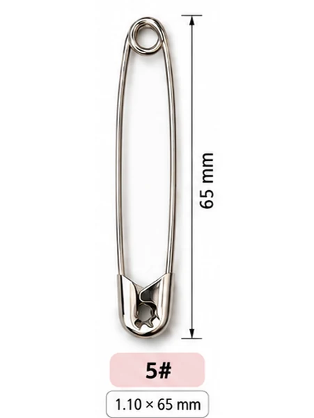 เข็มกลัดซ่อนปลาย เบอร์ 5 ขนาด 65 มม. ลวด 1.10 มม. ชุบนิกเกิลสีเงิน